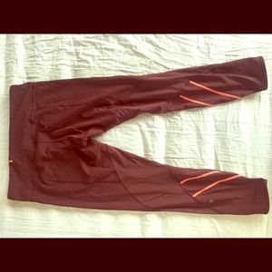 Red 7/8 lululemon leggings size 10